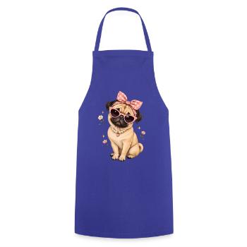 Mops Hund süßer Mops niedlicher Mops - Kochschürze - Royalblau - Vorne - AI Model Male 185 dark (185cm)