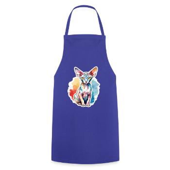 Sphynx Katze Wasserfarben - Kochschürze - Royalblau - Vorne - AI Model Male 185 dark (185cm)