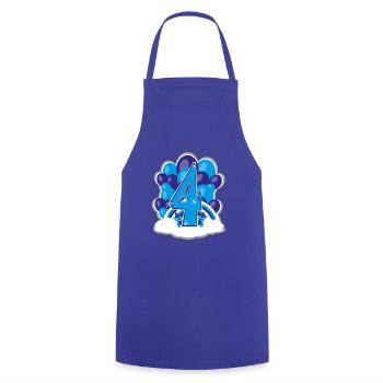 Vierter Kindergeburtstag in Blau. - Kochschürze - Royalblau - Vorne - AI Model Male 185 dark (185cm)