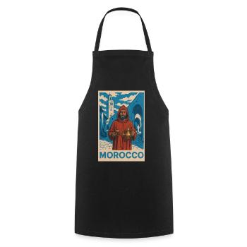 Motif traditionnel marocain avec tradition du thé - Tablier de cuisine - noir - Devant - AI Model Male 185 dark (185cm)