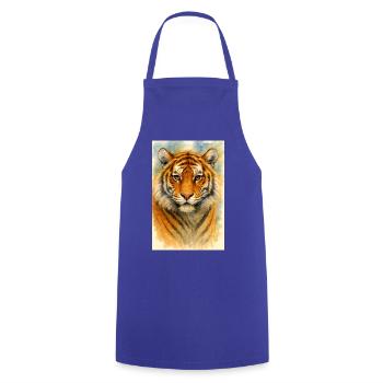 Watercolor tiger portrait - Cooking Apron - royal blue - Front - AI Model Male 185 dark (185cm)