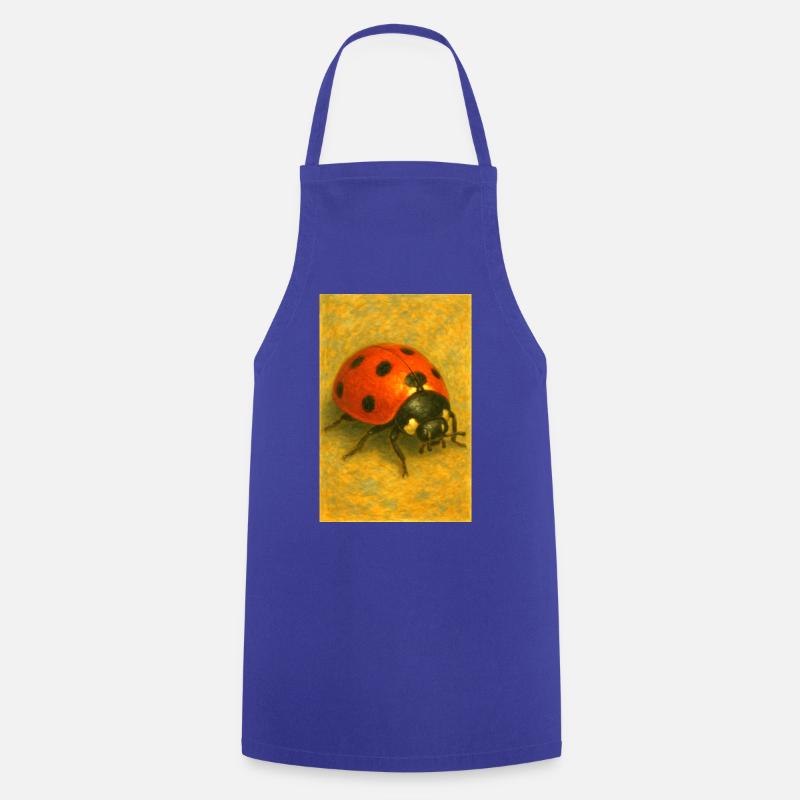 Red Ladybug Art Print - Cooking Apron - royal blue
