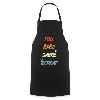 Florett Degen Säbel Wiederholung - Kochschürze - Schwarz - Vorne - AI Model Male 185 dark (185cm)