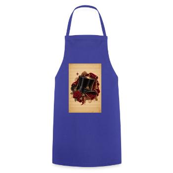 Eleganter Zylinder und Rosen im Vintage-Stil - Kochschürze - Royalblau - Vorne - AI Model Male 185 dark (185cm)