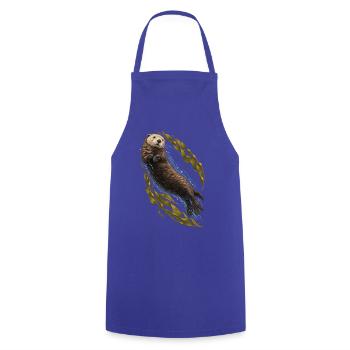 Seeotter dreht sich durch den Seetang - Kochschürze - Royalblau - Vorne - AI Model Male 185 dark (185cm)