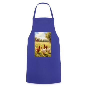 Weidehühner im sonnenbeschienenen Feld - Kochschürze - Royalblau - Vorne - AI Model Male 185 dark (185cm)
