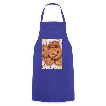 Pretzel Time - Goldene Brezeln auf Teller - Kochschürze - Royalblau - Vorne - AI Model Male 185 dark (185cm)
