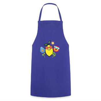 zitronen,zitrone, Blumen, Blume, retro,sommer - Kochschürze - Royalblau - Vorne - AI Model Male 185 dark (185cm)