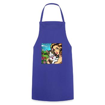 Ame Feline - Tablier de cuisine - bleu royal - Devant - AI Model Male 185 dark (185cm)
