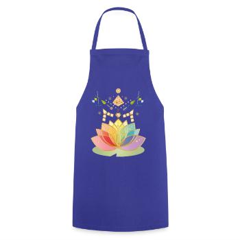 Buntes Chakra-Blüten Symbol mit Ornamenten - Kochschürze - Royalblau - Vorne - AI Model Male 185 dark (185cm)