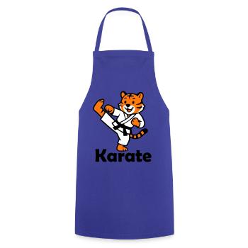 Karate Tiger - Kochschürze - Royalblau - Vorne - AI Model Male 185 dark (185cm)