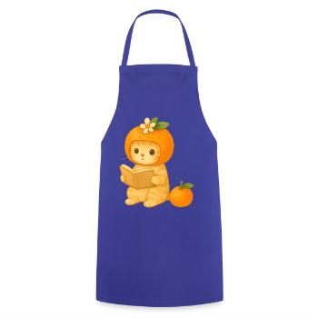 Pineapple Cat Reading with Flowers - Cooking Apron - royal blue - Front - AI Model Male 185 dark (185cm)