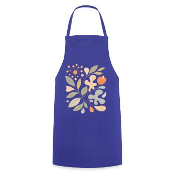 Abstraktes Blumen Muster Illustration - Kochschürze - Royalblau - Vorne - AI Model Male 185 dark (185cm)