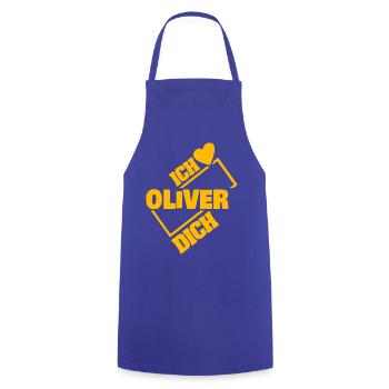 Dear Oliver, - Cooking Apron - royal blue - Front - AI Model Male 185 dark (185cm)