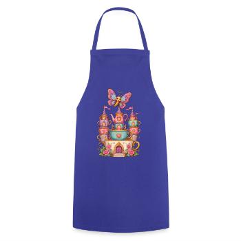 Traumcastle Tea with Butterfly - Cooking Apron - royal blue - Front - AI Model Male 185 dark (185cm)
