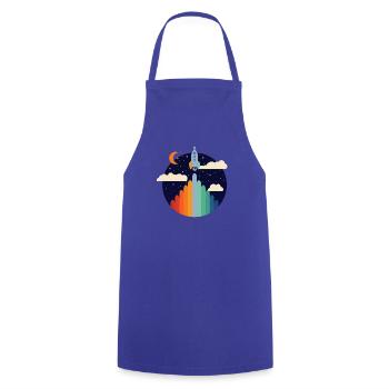 Rocket (Colorful Stripes, Circle) - Cooking Apron - royal blue - Front - AI Model Male 185 dark (185cm)