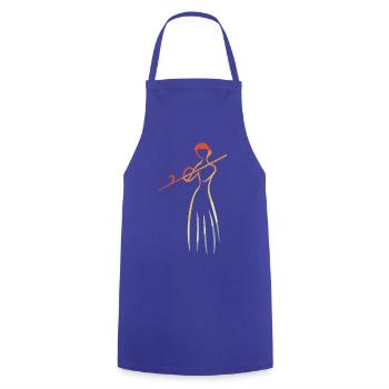 Flötenspielerin Skizze Vintage - Kochschürze - Royalblau - Vorne - AI Model Male 185 dark (185cm)