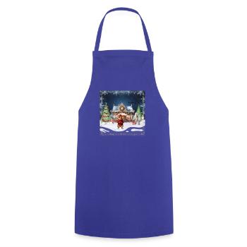 Verrücktes Weihnachtscafé - Kochschürze - Royalblau - Vorne - AI Model Male 185 dark (185cm)