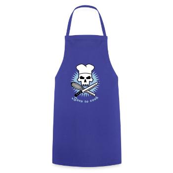 born_to_cook_3c - Tablier de cuisine - bleu royal - Devant - AI Model Male 185 dark (185cm)