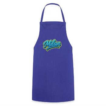 Graffiti Prénom Léon cadeau idéal imprimable - Tablier de cuisine - bleu royal - Devant - AI Model Male 185 dark (185cm)