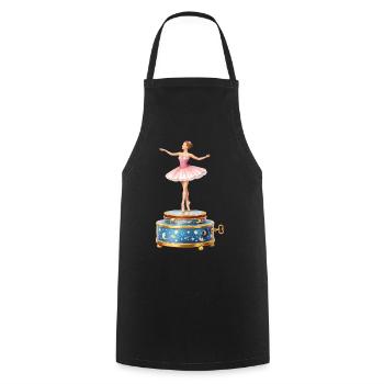 Ballerine sur illustration de boîte à musique - Tablier de cuisine - noir - Devant - AI Model Male 185 dark (185cm)