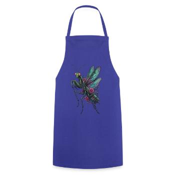 Rosenflügel-Mantis im Blumenstil - Kochschürze - Royalblau - Vorne - AI Model Male 185 dark (185cm)