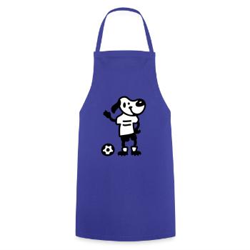 Fußballhund - Hund spielt Fußball - Kochschürze - Royalblau - Vorne - AI Model Male 185 dark (185cm)