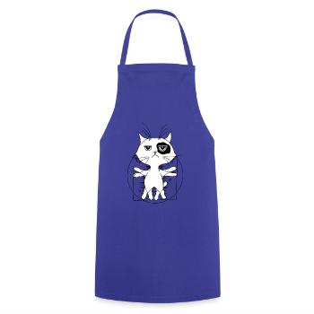 Chat de Vinci - Tablier de cuisine - bleu royal - Devant - AI Model Male 185 dark (185cm)