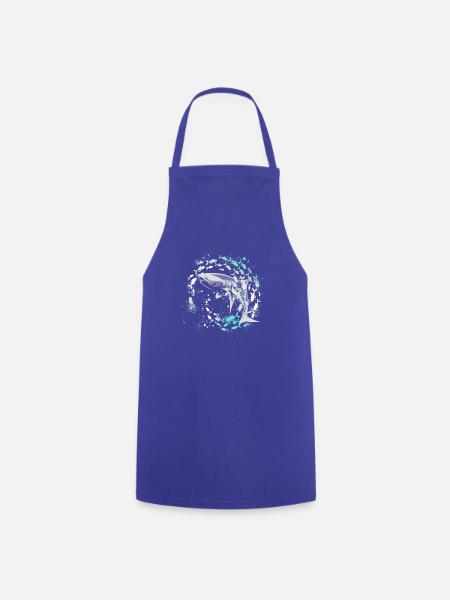 fischschwarm,fische,malerei,graffiti,Hai - Kochschürze - Royalblau
