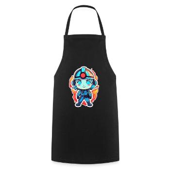 Dessin de pompier - Tablier de cuisine - noir - Devant - AI Model Male 185 dark (185cm)