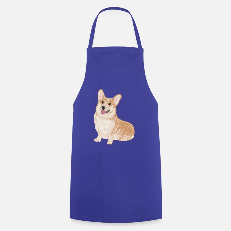Sitting Corgi - Cooking Apron - royal blue