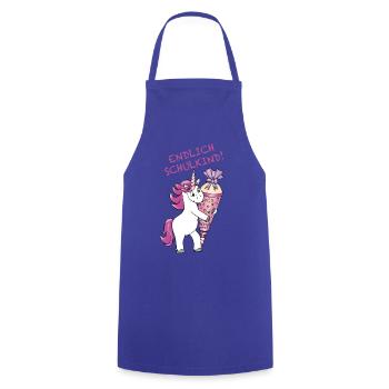School enrollment Unicorn with sugar cone Back to school - Cooking Apron - royal blue - Front - AI Model Male 185 dark (185cm)
