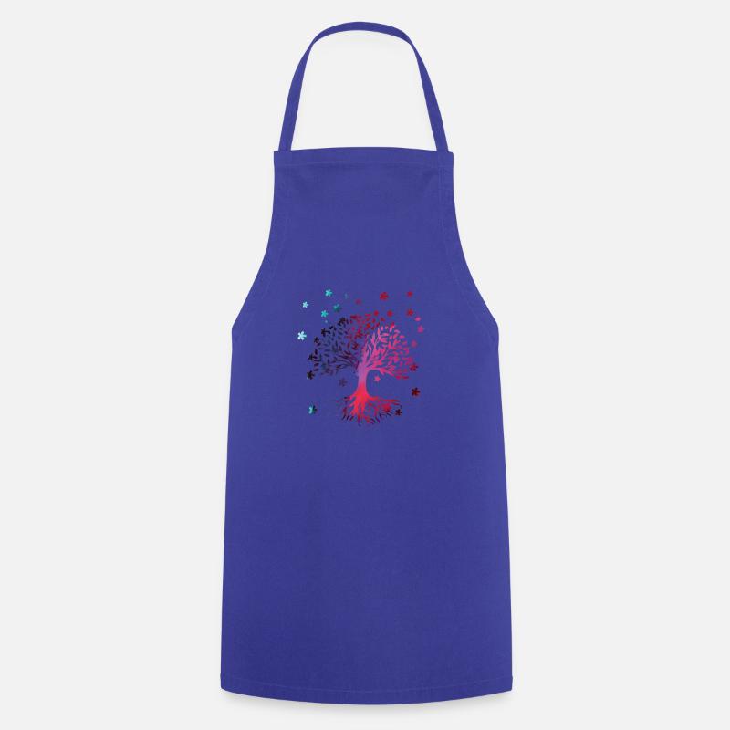 Arbre de Vie,Arbre de Vie,fleurs,coloré,graffiti - Tablier de cuisine - bleu royal