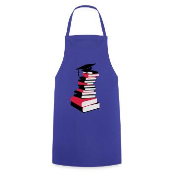 Une pile de livres avec chapeau de graduation - Tablier de cuisine - bleu royal - Devant - AI Model Male 185 dark (185cm)