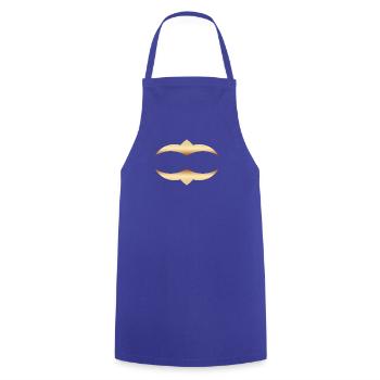 Goldenes Schnurrbart Logo - Kochschürze - Royalblau - Vorne - AI Model Male 185 dark (185cm)