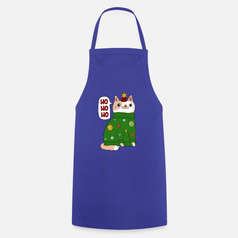 Katze im Weihnachtspullover - Kochschürze - Royalblau