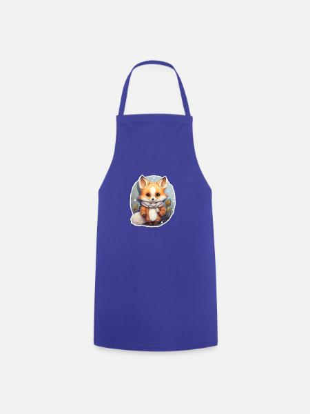 Fuchs im Winterlook - Kochschürze - Royalblau