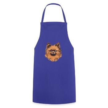 Pomeranian Zwergspitz Zeichnung - Kochschürze - Royalblau - Vorne - AI Model Male 185 dark (185cm)