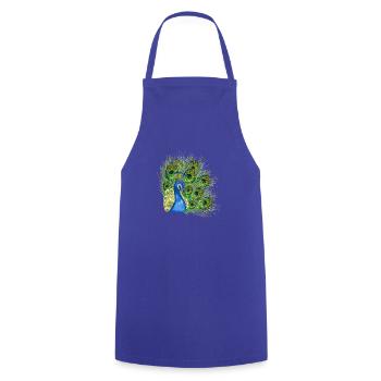 Peacock portrait - Cooking Apron - royal blue - Front - AI Model Male 185 dark (185cm)