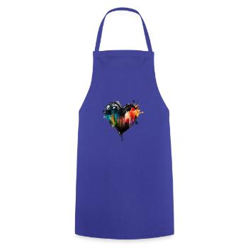 Herz Farbtropfen Bunt - Kochschürze - Royalblau - Vorne - AI Model Male 185 dark (185cm)