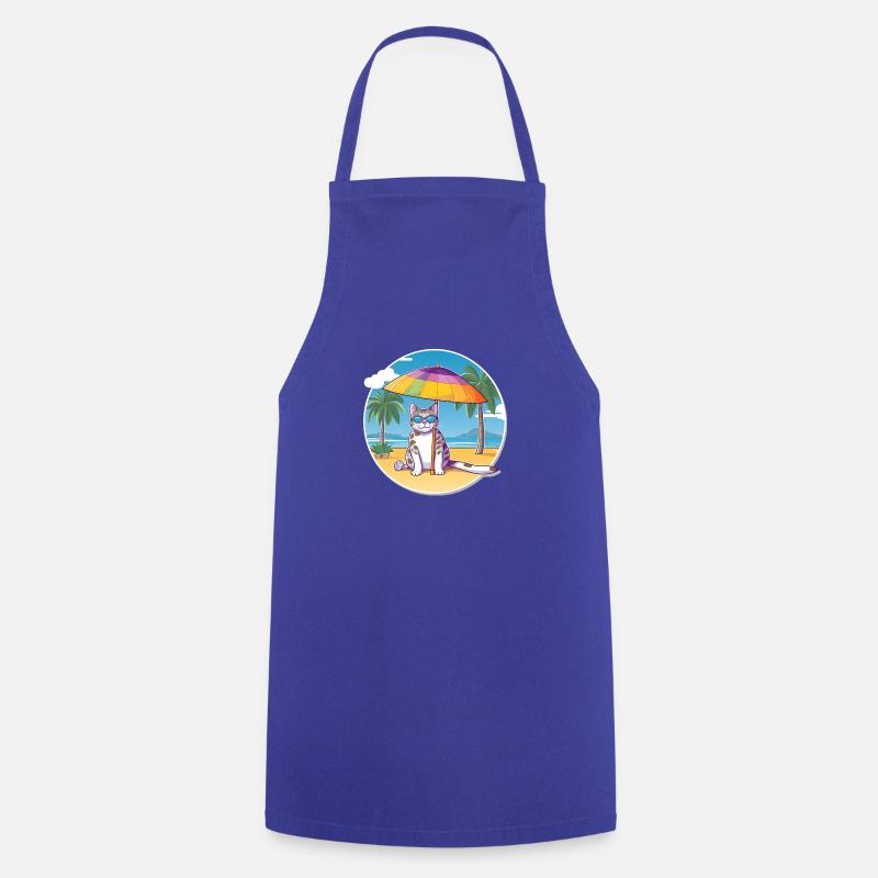 Chat de plage - Tablier de cuisine - bleu royal