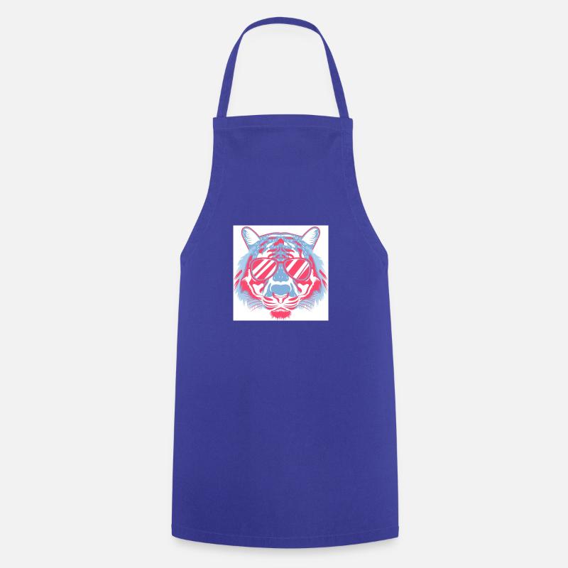 Tiger with Sunglasses - Cooking Apron - royal blue