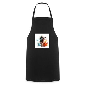Gaming Art CoD BF 2042 BF4 BF3 BF2 - Cooking Apron - black - Front - AI Model Male 185 dark (185cm)