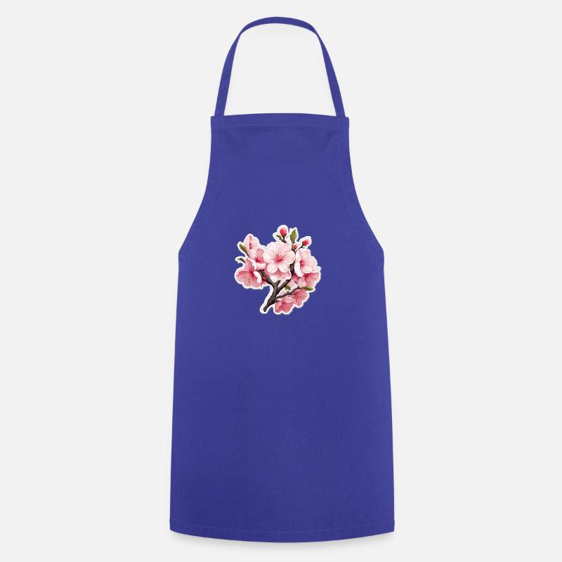 Cherry blossom - Cooking Apron - royal blue