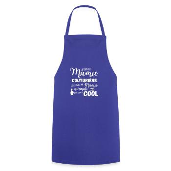 Mamie couturiere - Tablier de cuisine - bleu royal - Devant - AI Model Male 185 dark (185cm)