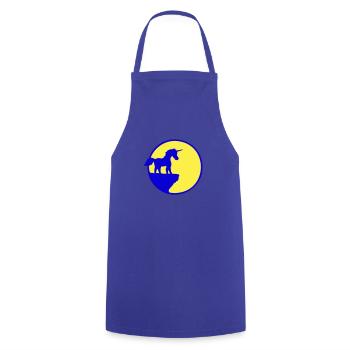 Unicorn Cliff Moon Mountain Round Night Cute Silhouette - Cooking Apron - royal blue - Front - AI Model Male 185 dark (185cm)