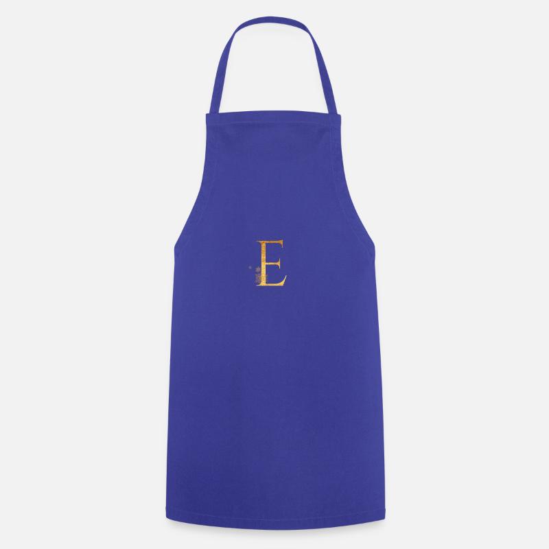 Lettre initiale E - Tablier de cuisine - bleu royal
