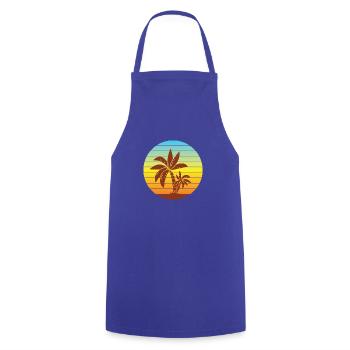 Urlaub Strand Palmen Wellen Sommer Meer Geschenk - Kochschürze - Royalblau - Vorne - AI Model Male 185 dark (185cm)