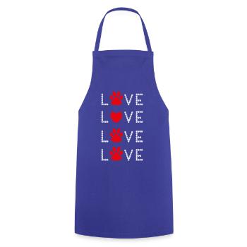 Love Hundepfoten mit rotem Herz und viel Liebe. - Kochschürze - Royalblau - Vorne - AI Model Male 185 dark (185cm)
