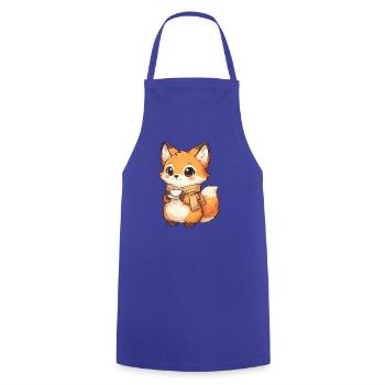 Cuddly fox with tea and scarf - Cooking Apron - royal blue - Front - AI Model Male 185 dark (185cm)
